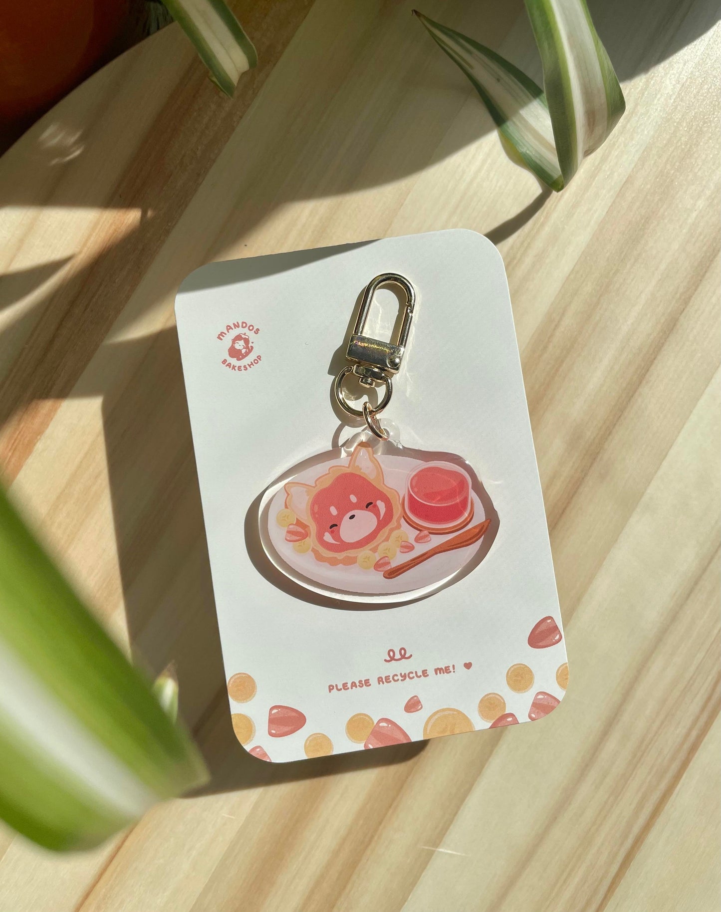1 red panda bread with strawberry jam keychain