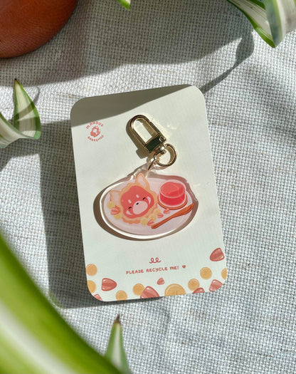 1 red panda bread with strawberry jam keychain