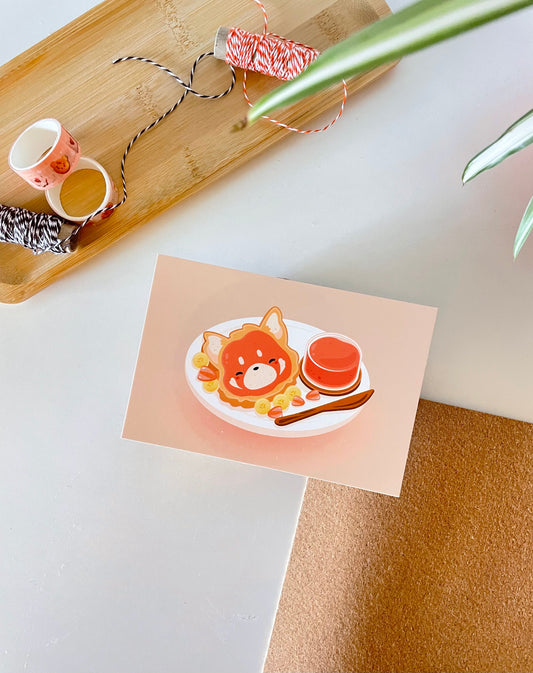 1 Red panda bread with strawberry jam art print