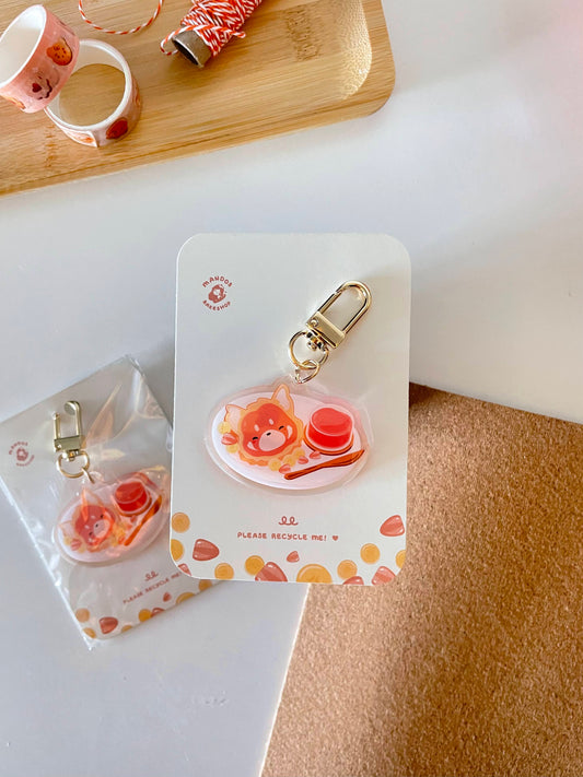 1 red panda bread with strawberry jam keychain