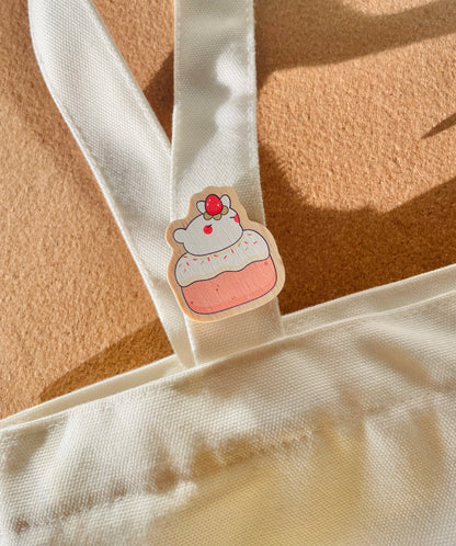 Strawbunny Wooden Pin